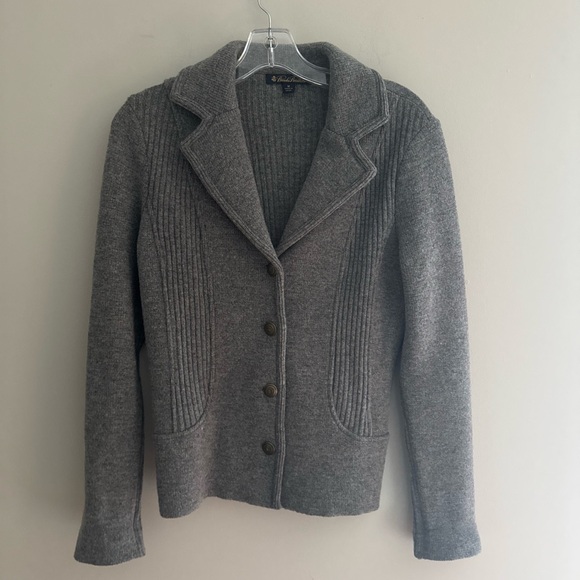 Brooks Brothers grey wool cardigan sweater brass buttons size M - Picture 5 of 7